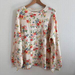 Bluivy Floral Balloon Sleeve Oversized Sweater
